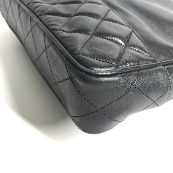 CHANEL vintage Matelasse Double Chain Tote Bag Shoulder Bag Leather Black/Gold - Picture 4 of 15